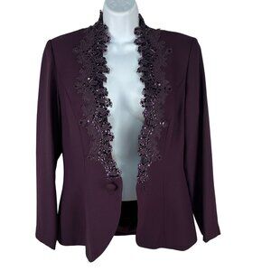 Karen Miller New York Purple Embellished Jacket & Sleeveless Gown Set Size 10
